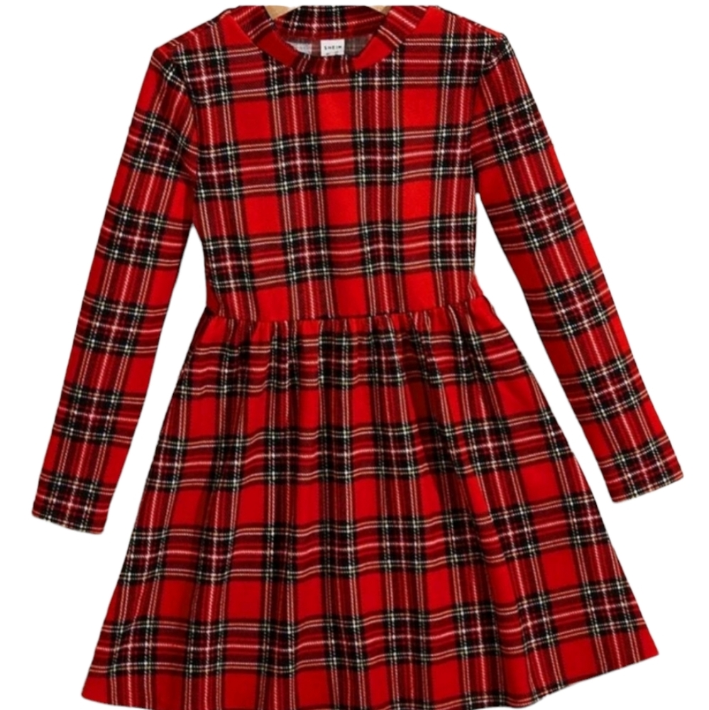 Girl's Red Plaid Dress - Picture 4 of 6